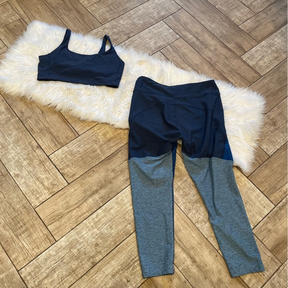 Outdoor Voices Tri Tone Blue Legging and Sports Bra Set XL - Picture 3 of 9